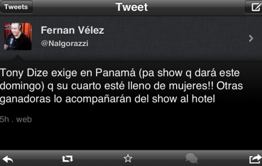 Tony Dize niega pedir "un cuarto lleno de mujeres" para cantar en Panamá